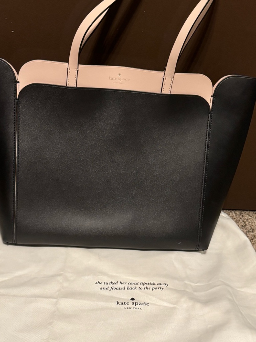 kate spade Black and Blush Magnolia Two-Tone Leather Tote